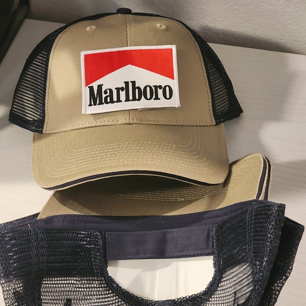 Marlboro Tan/Black Mesh Strapback Hat